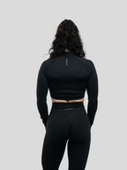 CORE Seamless 1/4 Zip – Black Long Sleeve Crop Top