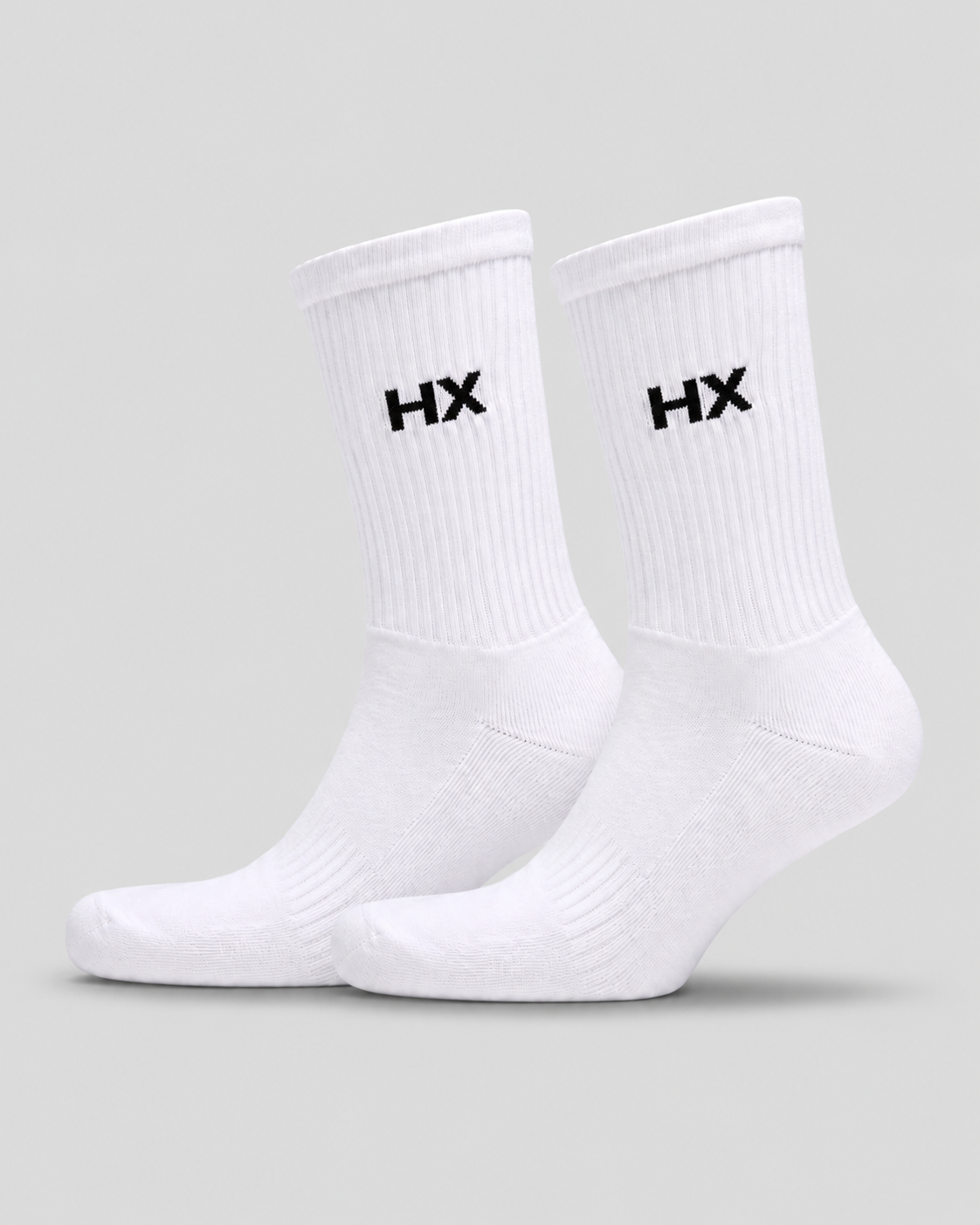 HX Crew Socks 2-Pack – White Athletic Cotton Socks