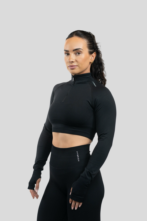 Long Sleeve Crop Top – Seamless 1/4 Zip